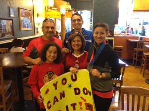 My aunt, uncles and cousin came out to cheer! 