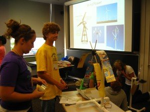 Ian wonders about his windmill blades. L-R: Mallory Flohr, Ian Asenjo