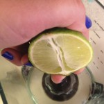 Squeeze the lime juice into the blender