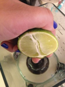 Squeeze the lime juice into the blender